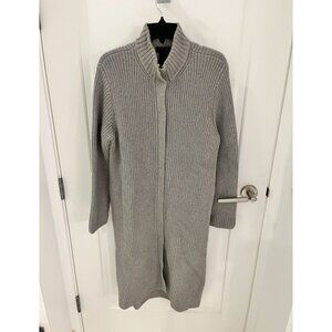 Ralph Lauren Chunky Knit Duster Length Long Cardigan Sweater Gray Size LARGE